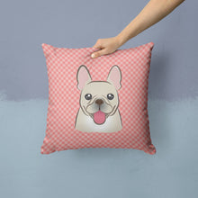 Load image into Gallery viewer, Checkerboard Pink French Bulldog Canvas Throw Pillow - 14x14 Decorative Pillow – Art for Your Home &amp; Patio BB1238PW1414