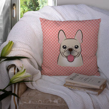 Load image into Gallery viewer, Checkerboard Pink French Bulldog Canvas Throw Pillow - 14x14 Decorative Pillow – Art for Your Home &amp; Patio BB1238PW1414