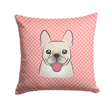 Load image into Gallery viewer, Checkerboard Pink French Bulldog Canvas Throw Pillow - 14x14 Decorative Pillow – Art for Your Home &amp; Patio BB1238PW1414
