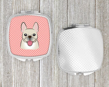 Load image into Gallery viewer, Checkerboard Pink French Bulldog Compact Mirror – Stylish Purse Mirror with Artistic Covers BB1238SCM