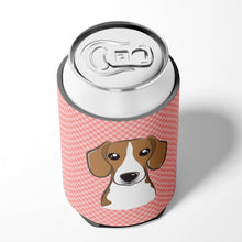 Load image into Gallery viewer, Checkerboard Pink Beagle Can or Bottle Hugger BB1239CC