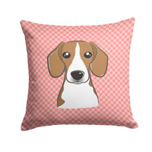 Load image into Gallery viewer, Checkerboard Pink Beagle Canvas Throw Pillow - 14x14 Decorative Pillow – Art for Your Home &amp; Patio BB1239PW1414