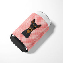 Load image into Gallery viewer, Checkerboard Pink Min Pin Can or Bottle Hugger BB1240CC