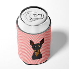Load image into Gallery viewer, Checkerboard Pink Min Pin Can or Bottle Hugger BB1240CC