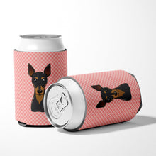 Load image into Gallery viewer, Checkerboard Pink Min Pin Can or Bottle Hugger BB1240CC