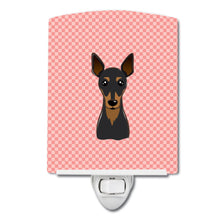 Load image into Gallery viewer, Checkerboard Pink Min Pin Ceramic Night Light BB1240CNL