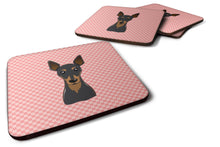 Load image into Gallery viewer, Checkerboard Pink Min Pin Coasters - Set of 4 Lightweight Foam, Absorbent Drink Coasters BB1240FC