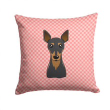 Load image into Gallery viewer, Checkerboard Pink Min Pin Canvas Throw Pillow - 14x14 Decorative Pillow – Art for Your Home &amp; Patio BB1240PW1414