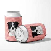 Load image into Gallery viewer, Checkerboard Pink Border Collie Can or Bottle Hugger BB1241CC