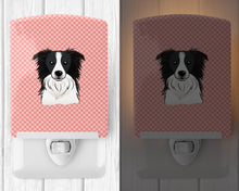 Load image into Gallery viewer, Checkerboard Pink Border Collie Ceramic Night Light BB1241CNL