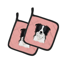 Load image into Gallery viewer, Checkerboard Pink Border Collie Pot Holders - Set of 2 - Heat-Resistant Kitchen Essentials BB1241PTHD