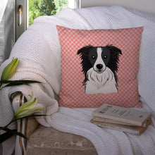 Load image into Gallery viewer, Checkerboard Pink Border Collie Canvas Throw Pillow - 14x14 Decorative Pillow – Art for Your Home &amp; Patio BB1241PW1414