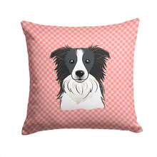 Load image into Gallery viewer, Checkerboard Pink Border Collie Canvas Throw Pillow - 14x14 Decorative Pillow – Art for Your Home &amp; Patio BB1241PW1414