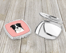 Load image into Gallery viewer, Checkerboard Pink Border Collie Compact Mirror – Stylish Purse Mirror with Artistic Covers BB1241SCM