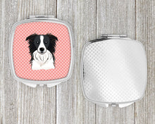 Load image into Gallery viewer, Checkerboard Pink Border Collie Compact Mirror – Stylish Purse Mirror with Artistic Covers BB1241SCM