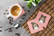 Load image into Gallery viewer, Checkerboard Pink Sheltie Coasters - Set of 4 Lightweight Foam, Absorbent Drink Coasters BB1242FC