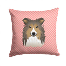 Load image into Gallery viewer, Checkerboard Pink Sheltie Canvas Throw Pillow - 14x14 Decorative Pillow – Art for Your Home &amp; Patio BB1242PW1414