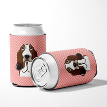 Load image into Gallery viewer, Checkerboard Pink Basset Hound Can or Bottle Hugger BB1243CC