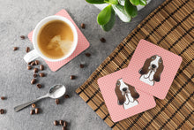 Load image into Gallery viewer, Checkerboard Pink Basset Hound Coasters - Set of 4 Lightweight Foam, Absorbent Drink Coasters BB1243FC