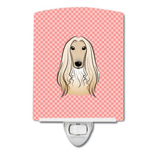 Load image into Gallery viewer, Checkerboard Pink Afghan Hound Ceramic Night Light BB1244CNL