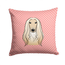 Load image into Gallery viewer, Checkerboard Pink Afghan Hound Canvas Throw Pillow - 14x14 Decorative Pillow – Art for Your Home &amp; Patio BB1244PW1414