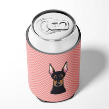 Load image into Gallery viewer, Checkerboard Pink Doberman Can or Bottle Hugger BB1245CC