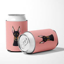 Load image into Gallery viewer, Checkerboard Pink Doberman Can or Bottle Hugger BB1245CC