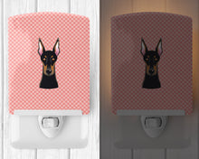Load image into Gallery viewer, Checkerboard Pink Doberman Ceramic Night Light BB1245CNL