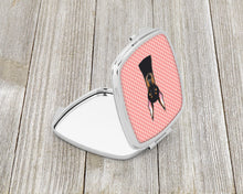 Load image into Gallery viewer, Checkerboard Pink Doberman Compact Mirror – Stylish Purse Mirror with Artistic Covers BB1245SCM