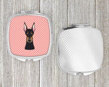 Load image into Gallery viewer, Checkerboard Pink Doberman Compact Mirror – Stylish Purse Mirror with Artistic Covers BB1245SCM
