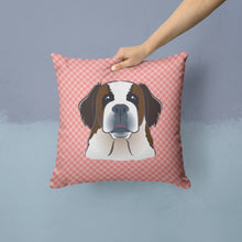 Load image into Gallery viewer, Checkerboard Pink Saint Bernard Canvas Throw Pillow - 14x14 Decorative Pillow – Art for Your Home &amp; Patio BB1246PW1414
