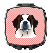 Load image into Gallery viewer, Checkerboard Pink Saint Bernard Compact Mirror – Stylish Purse Mirror with Artistic Covers BB1246SCM