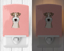 Load image into Gallery viewer, Checkerboard Pink Wire Haired Fox Terrier Ceramic Night Light BB1247CNL