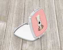 Load image into Gallery viewer, Checkerboard Pink Wire Haired Fox Terrier Compact Mirror – Stylish Purse Mirror with Artistic Covers BB1247SCM