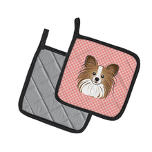 Load image into Gallery viewer, Checkerboard Pink Papillon Pot Holders - Set of 2 - Heat-Resistant Kitchen Essentials BB1248PTHD