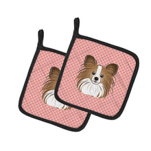 Load image into Gallery viewer, Checkerboard Pink Papillon Pot Holders - Set of 2 - Heat-Resistant Kitchen Essentials BB1248PTHD