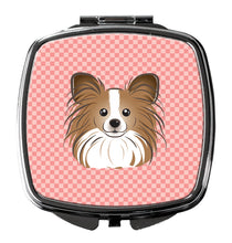 Load image into Gallery viewer, Checkerboard Pink Papillon Compact Mirror – Stylish Purse Mirror with Artistic Covers BB1248SCM