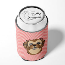 Load image into Gallery viewer, Checkerboard Pink Chocolate Brown Shih Tzu Can or Bottle Hugger BB1249CC