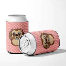 Load image into Gallery viewer, Checkerboard Pink Chocolate Brown Shih Tzu Can or Bottle Hugger BB1249CC