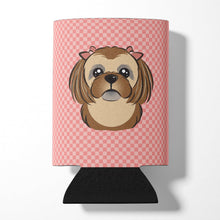 Load image into Gallery viewer, Checkerboard Pink Chocolate Brown Shih Tzu Can or Bottle Hugger BB1249CC