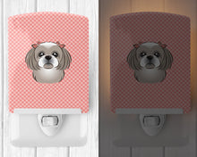Load image into Gallery viewer, Checkerboard Pink Gray Silver Shih Tzu Ceramic Night Light BB1250CNL