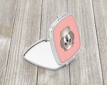 Load image into Gallery viewer, Checkerboard Pink Gray Silver Shih Tzu Compact Mirror – Stylish Purse Mirror with Artistic Covers BB1250SCM