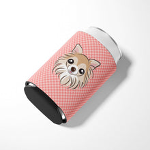 Load image into Gallery viewer, Checkerboard Pink Chihuahua Can or Bottle Hugger BB1251CC