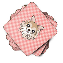 Load image into Gallery viewer, Checkerboard Pink Chihuahua Coasters - Set of 4 Lightweight Foam, Absorbent Drink Coasters BB1251FC
