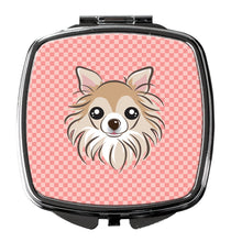 Load image into Gallery viewer, Checkerboard Pink Chihuahua Compact Mirror – Stylish Purse Mirror with Artistic Covers BB1251SCM
