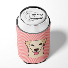 Load image into Gallery viewer, Checkerboard Pink Golden Retriever Can or Bottle Hugger BB1252CC