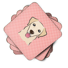 Load image into Gallery viewer, Checkerboard Pink Golden Retriever Coasters - Set of 4 Lightweight Foam, Absorbent Drink Coasters BB1252FC