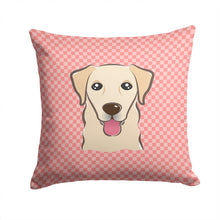 Load image into Gallery viewer, Checkerboard Pink Golden Retriever Canvas Throw Pillow - 14x14 Decorative Pillow – Art for Your Home &amp; Patio BB1252PW1414