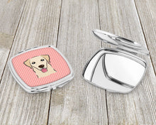 Load image into Gallery viewer, Checkerboard Pink Golden Retriever Compact Mirror – Stylish Purse Mirror with Artistic Covers BB1252SCM