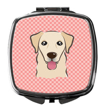 Load image into Gallery viewer, Checkerboard Pink Golden Retriever Compact Mirror – Stylish Purse Mirror with Artistic Covers BB1252SCM